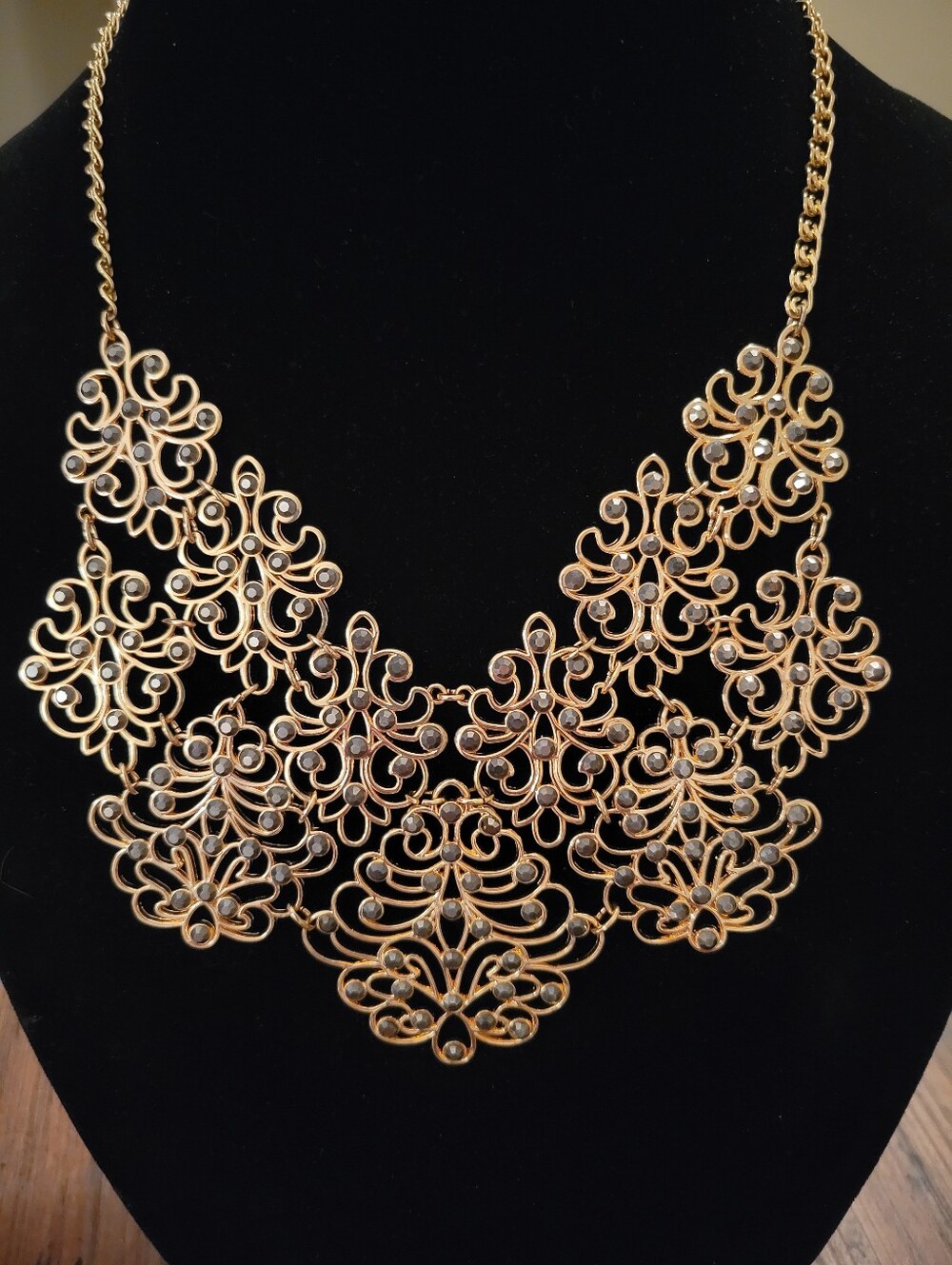 Inc. Gold Filigree Bib Necklace